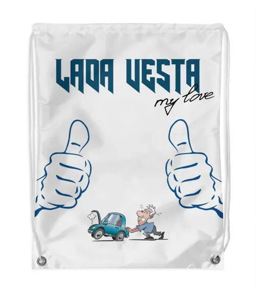 Заказать рюкзак в Москве. Рюкзак-мешок с полной запечаткой LADA VESTA от Елена Орешич - готовые дизайны и нанесение принтов.