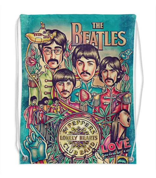 Заказать рюкзак в Москве. Рюкзак-мешок с полной запечаткой The Beatles от J K - готовые дизайны и нанесение принтов.