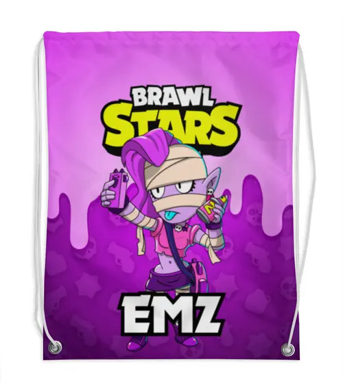 Заказать рюкзак в Москве. Рюкзак-мешок с полной запечаткой BRAWL STARS EMZ от geekbox - готовые дизайны и нанесение принтов.