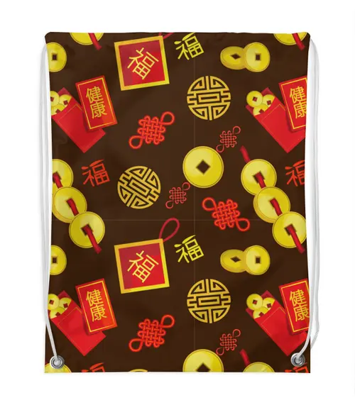 Заказать рюкзак в Москве. Рюкзак-мешок с полной запечаткой Китайские символы удачи и достатка от IrinkaArt  - готовые дизайны и нанесение принтов.