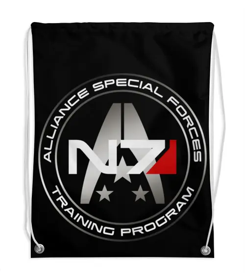 Заказать рюкзак в Москве. Рюкзак-мешок с полной запечаткой Mass Effect от geekbox - готовые дизайны и нанесение принтов.