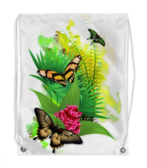 Заказать рюкзак в Москве. Рюкзак-мешок с полной запечаткой Бабочки в цветах. от Zorgo-Art  - готовые дизайны и нанесение принтов.