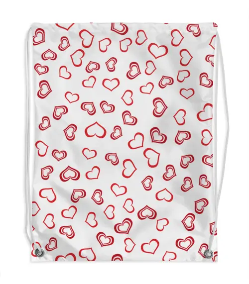 Заказать рюкзак в Москве. Рюкзак-мешок с полной запечаткой Красные сердечки от Наталия Кондрашова - готовые дизайны и нанесение принтов.