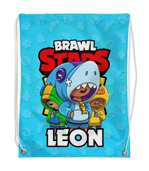 Заказать рюкзак в Москве. Рюкзак-мешок с полной запечаткой BRAWL STARS LEON от geekbox - готовые дизайны и нанесение принтов.