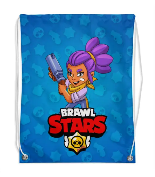 Заказать рюкзак в Москве. Рюкзак-мешок с полной запечаткой BRAWL STARS SHELLY  от geekbox - готовые дизайны и нанесение принтов.