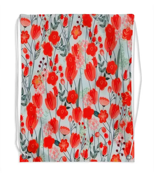 Заказать рюкзак в Москве. Рюкзак-мешок с полной запечаткой Красные цветы от THE_NISE  - готовые дизайны и нанесение принтов.