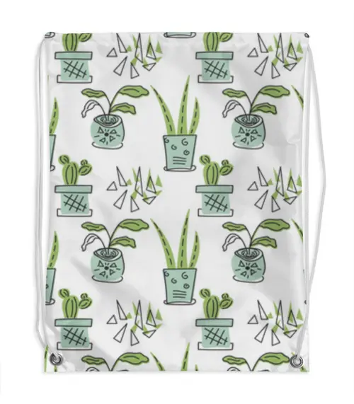 Заказать рюкзак в Москве. Рюкзак-мешок с полной запечаткой Комнатные растения и кактусы от axenova-n@yandex.ru - готовые дизайны и нанесение принтов.