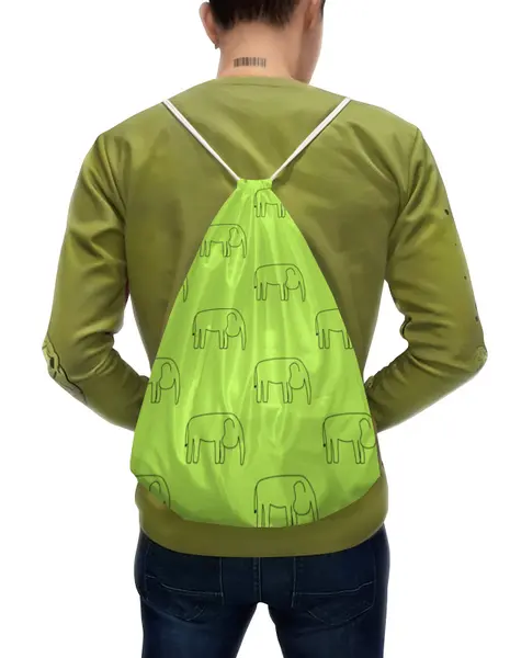Заказать рюкзак в Москве. Рюкзак-мешок с полной запечаткой Черный слон от Vadim Koval - готовые дизайны и нанесение принтов.