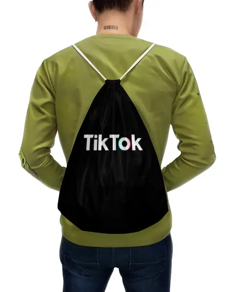 Заказать рюкзак в Москве. Рюкзак-мешок с полной запечаткой TikTok  от DESIGNER   - готовые дизайны и нанесение принтов.