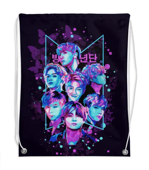 Заказать рюкзак в Москве. Рюкзак-мешок с полной запечаткой BTS (k-pop)  от geekbox - готовые дизайны и нанесение принтов.