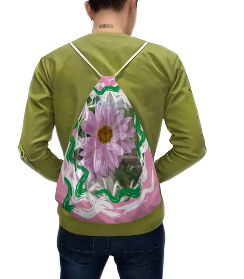 Заказать рюкзак в Москве. Рюкзак-мешок с полной запечаткой Нежнорозовозеленый от Ольга - готовые дизайны и нанесение принтов.