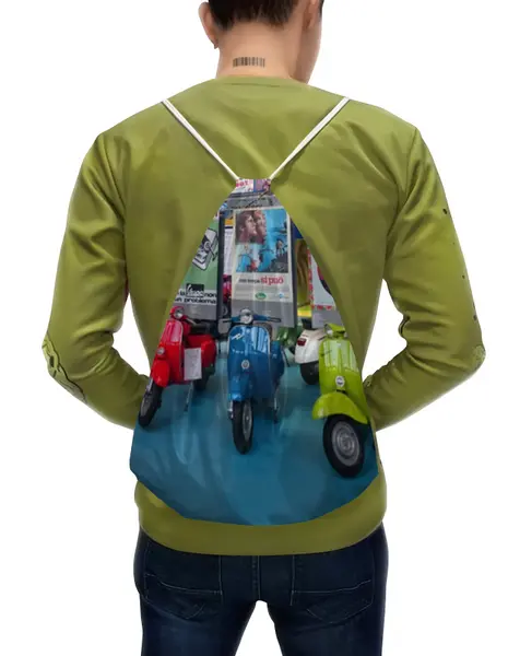Заказать рюкзак в Москве. Рюкзак-мешок с полной запечаткой Vespa от ElenaE  - готовые дизайны и нанесение принтов.