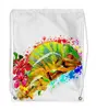 Заказать рюкзак в Москве. Рюкзак-мешок с полной запечаткой Хамелеон с цветами в пятнах краски. от Zorgo-Art  - готовые дизайны и нанесение принтов.