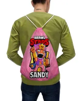 Заказать рюкзак в Москве. Рюкзак-мешок с полной запечаткой BRAWL STARS SANDY от geekbox - готовые дизайны и нанесение принтов.