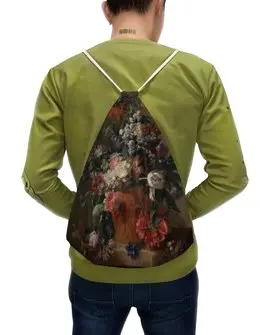 Заказать рюкзак в Москве. Рюкзак-мешок с полной запечаткой Ваза с цветами (Ян ван Хёйсум) от trend - готовые дизайны и нанесение принтов.