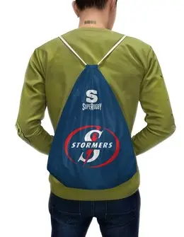 Заказать рюкзак в Москве. Рюкзак-мешок с полной запечаткой Стормерс регби от rugby - готовые дизайны и нанесение принтов.