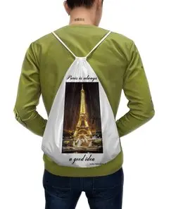 Заказать рюкзак в Москве. Рюкзак-мешок с полной запечаткой Париж от @mywave - готовые дизайны и нанесение принтов.
