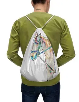 Заказать рюкзак в Москве. Рюкзак-мешок с полной запечаткой Лошадь. Horse от Aidizaina  - готовые дизайны и нанесение принтов.