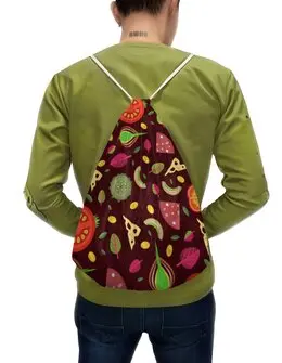 Заказать рюкзак в Москве. Рюкзак-мешок с полной запечаткой Кусочки овощей от IrinkaArt  - готовые дизайны и нанесение принтов.