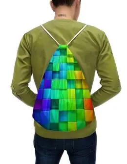 Заказать рюкзак в Москве. Рюкзак-мешок с полной запечаткой Разноцветные квадратики от Елена  - готовые дизайны и нанесение принтов.