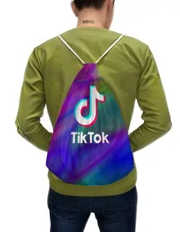Заказать рюкзак в Москве. Рюкзак-мешок с полной запечаткой TikTok  от DESIGNER   - готовые дизайны и нанесение принтов.