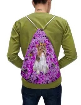 Заказать рюкзак в Москве. Рюкзак-мешок с полной запечаткой Цветы и пес от THE_NISE  - готовые дизайны и нанесение принтов.