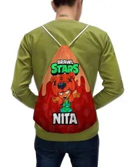 Заказать рюкзак в Москве. Рюкзак-мешок с полной запечаткой BRAWL STARS NITA от geekbox - готовые дизайны и нанесение принтов.