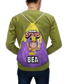 Заказать рюкзак в Москве. Рюкзак-мешок с полной запечаткой BRAWL STARS BEA от geekbox - готовые дизайны и нанесение принтов.