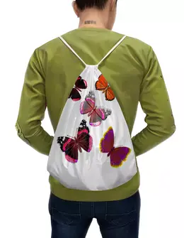 Заказать рюкзак в Москве. Рюкзак-мешок с полной запечаткой Яркие бабочки от Alexey Evsyunin - готовые дизайны и нанесение принтов.