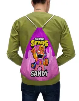 Заказать рюкзак в Москве. Рюкзак-мешок с полной запечаткой BRAWL STARS SANDY от geekbox - готовые дизайны и нанесение принтов.