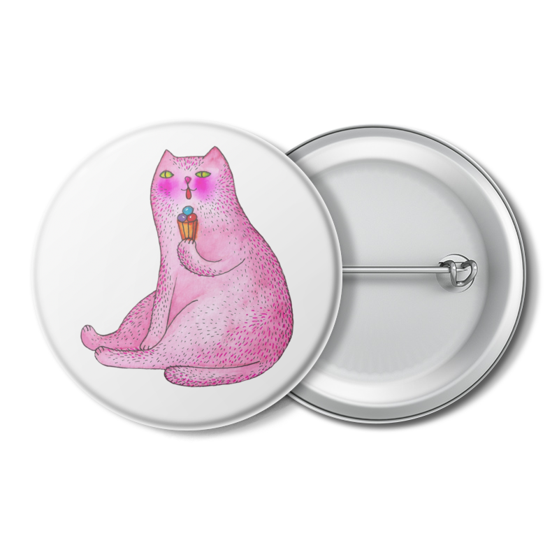 Printio Значок Розовый котик с мороженым. значок котик с книжкой акрил