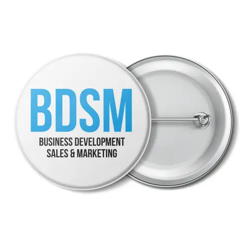 Заказать значки в Москве. Значок BDSM - Business development, sales & marketing от Startech.vc  - готовые дизайны и нанесение принтов.