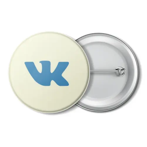 Заказать значки в Москве. Значок ВКонтакте от YellowCloverShop - готовые дизайны и нанесение принтов.