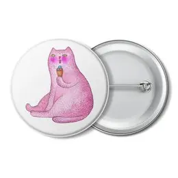 Заказать значки в Москве. Значок Розовый котик с мороженым. от drakon.fille@gmail.com - готовые дизайны и нанесение принтов.