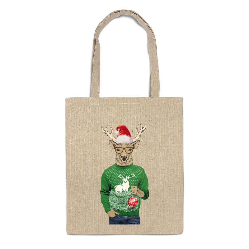 Printio Сумка Олень новогодний в свитере и очках с шариком printio сумка с олень новогодний в свитере