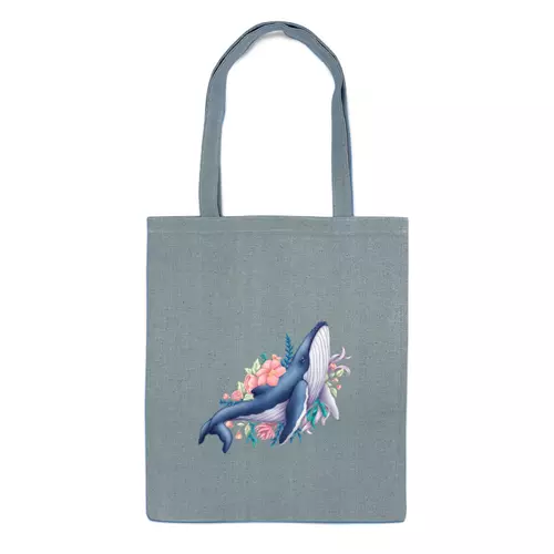 Заказать сумку в Москве. Сумка Синий кит с цветами от tigerda  - готовые дизайны и нанесение принтов.