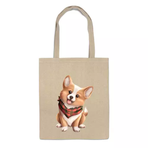 Заказать сумку в Москве. Сумка Собака корги в шарфе от tigerda  - готовые дизайны и нанесение принтов.