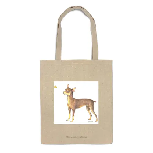 Заказать сумку в Москве. Сумка Той-терьер с бабочкой от Iya Akimova - готовые дизайны и нанесение принтов.