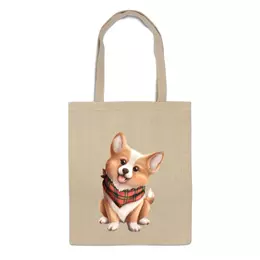 Заказать сумку в Москве. Сумка Собака корги в шарфе от tigerda  - готовые дизайны и нанесение принтов.