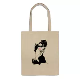 Заказать сумку в Москве. Сумка Фэшн иллюстрация. Девушка в очках от eszadesign - готовые дизайны и нанесение принтов.