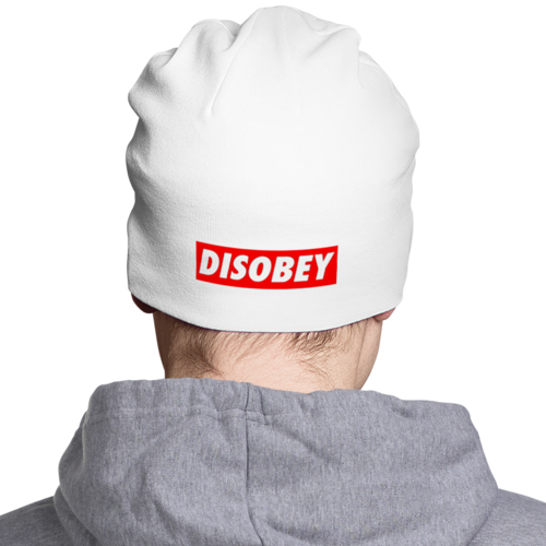Заказать головной убор в Москве. Шапка классическая унисекс Disobey от Алекс_ - готовые дизайны и нанесение принтов.