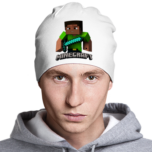 Заказать головной убор в Москве. Шапка классическая унисекс MINECRAFT от weeert - готовые дизайны и нанесение принтов.