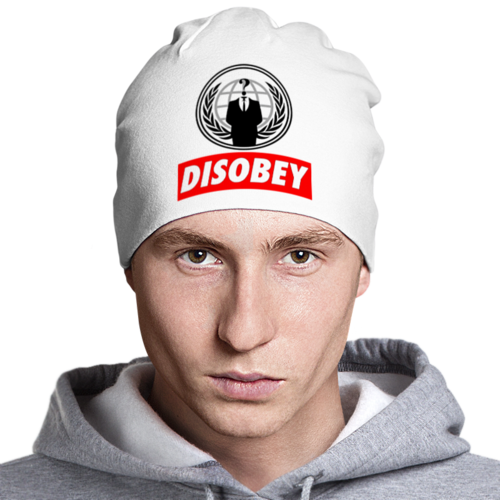 Заказать головной убор в Москве. Шапка классическая унисекс Disobey от Алекс_ - готовые дизайны и нанесение принтов.