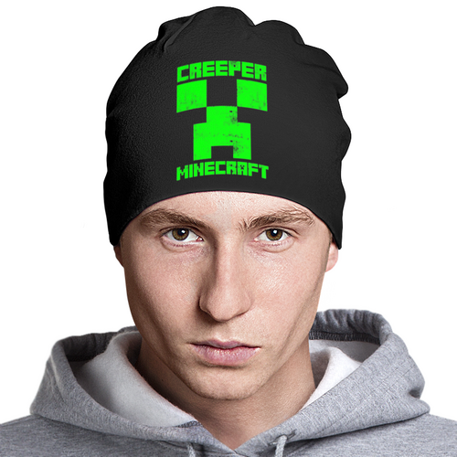 Заказать головной убор в Москве. Шапка классическая унисекс MINECRAFT CREEPER от vista12761@rambler.ru - готовые дизайны и нанесение принтов.