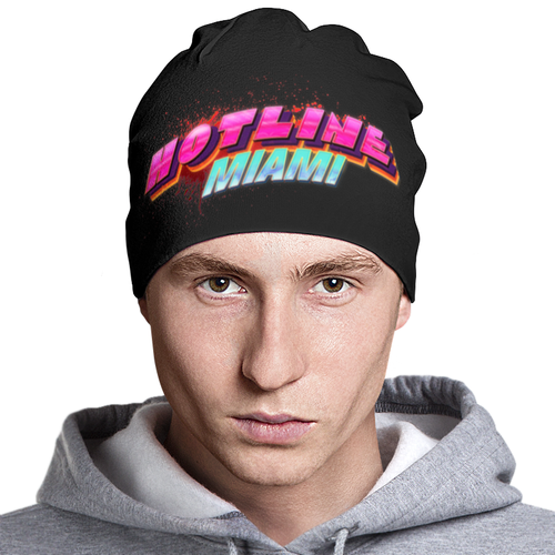 Заказать головной убор в Москве. Шапка классическая унисекс Hotline Miami от AstArt - готовые дизайны и нанесение принтов.