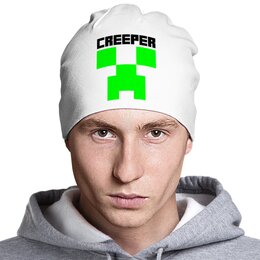 Заказать головной убор в Москве. Шапка классическая унисекс MINECRAFT CREEPER от weeert - готовые дизайны и нанесение принтов.