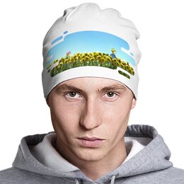 Заказать головной убор в Москве. Шапка классическая унисекс Подсолнухи от Дана Столыпина - готовые дизайны и нанесение принтов.