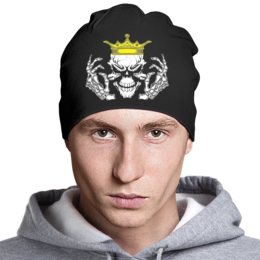 Заказать головной убор в Москве. Шапка классическая унисекс Skull King от Leichenwagen - готовые дизайны и нанесение принтов.