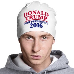 Заказать головной убор в Москве. Шапка классическая унисекс Donald Trump 2016 от skynatural - готовые дизайны и нанесение принтов.