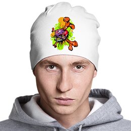 Заказать головной убор в Москве. Шапка классическая унисекс Черепушка от Дана Столыпина - готовые дизайны и нанесение принтов.
